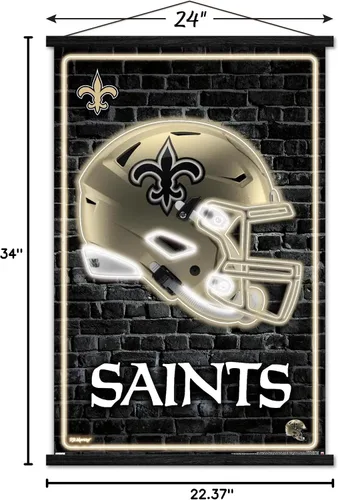 Vista 7 de Trends International NFL New Orleans Saints - Póster de pared con casco neón 23 con marco magnético