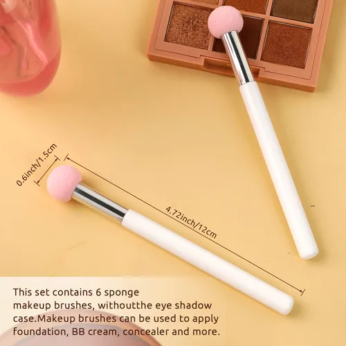 Vista 2 de 6 esponjas de maquillaje para base, hongos, esponja con asa, corrector de polvo, aplicador, brocha para sombra de ojos para mujeres y niñas Rosa