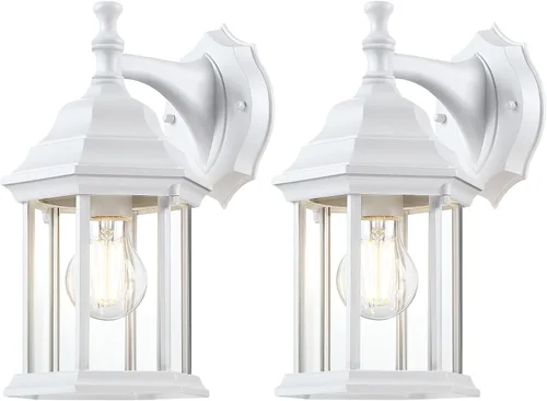 Vista 10 de LIT-PaTH Farol de pared para exteriores, aplique de pared como accesorio de iluminación de porche, base mediana E26 máximo 60 W, carcasa de aluminio