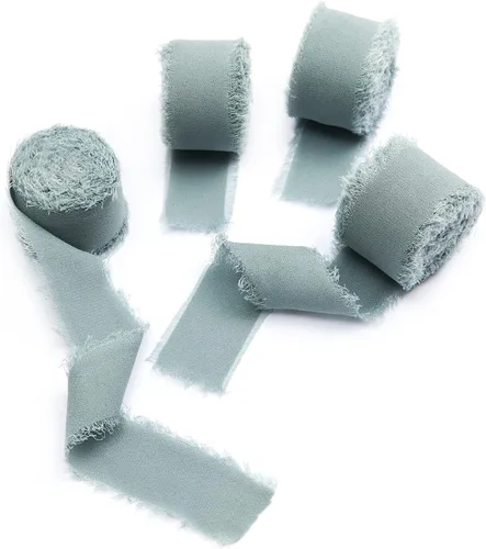 Vista 16 de 4 rollos de cinta de seda hecha a mano con flecos de 1.5 pulgadas x 5 yardas (4 rollos de 20 yardas) para invitaciones de boda, ramos de novia