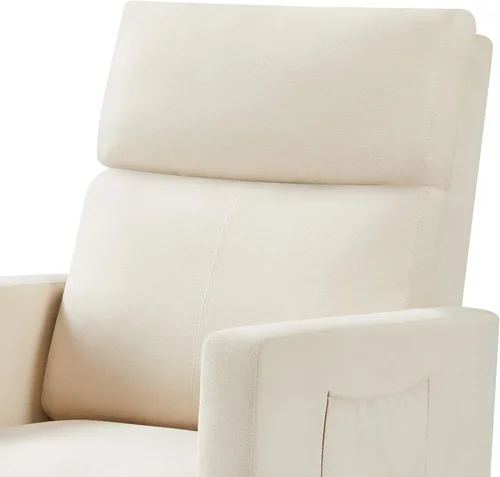 Vista 5 de Topeakmart Mecedora tapizada para cuarto de bebé, moderna silla de acento con patas de madera, bolsillo lateral, sillón mecedor para guardería, sala