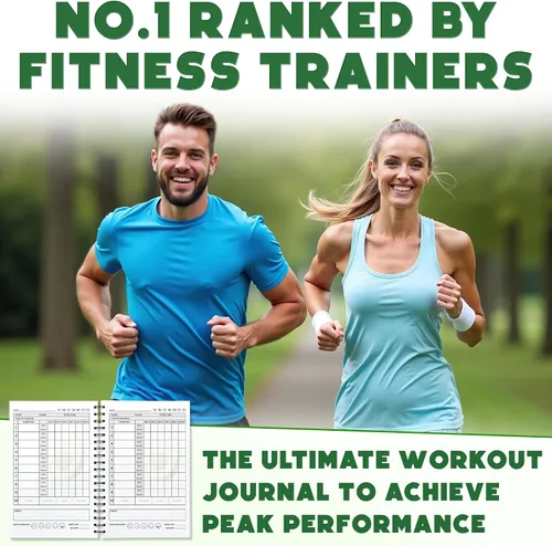 Vista 3 de Planificador de entrenamiento para seguimiento diario de fitness y establecimiento de objetivos, tamaño A5, 6 x 8 pulgadas, verde avo, cubierta más
