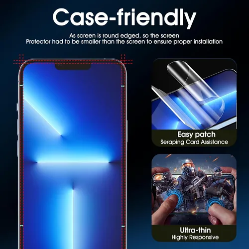 Vista 6 de Paquete de 3 protectores de pantalla de película de hidrogel para iPhone 13/iPhone 13 Pro, protector de pantalla de TPU suave HD para iPhone 13/13
