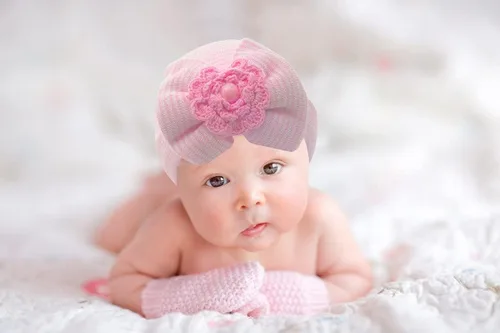 Vista 6 de Ever Fairy - Gorro para bebé recién nacido, gorro de bebé con lazo grande, diseño de nudo suave