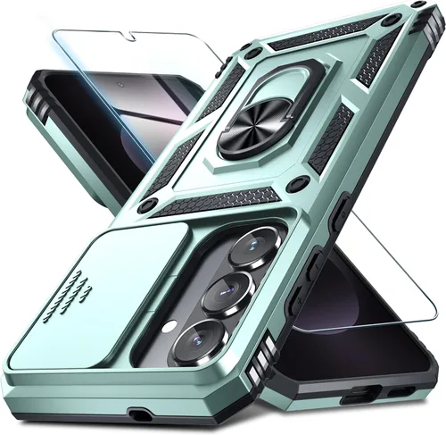 Vista 31 de Janmitta Compatible con Samsung Galaxy S24 FE Funda con Cubierta Deslizante Integrada para Lente de Cámara+Protector de Pantalla+Soporte de Anillo