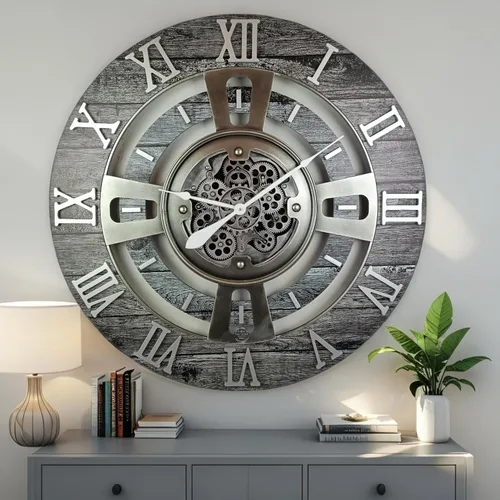 Vista 30 de ImprovingLife The Gears Reloj de pared con engranajes móviles reales línea Inglaterra (Verde Aguamarina, 24 pulgadas (60 cm))