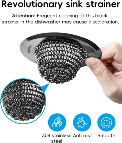 Vista 6 de Revolucionario colador de drenaje para fregadero de cocina, colador reversible patentado para fregadero de cocina, cesta coladora de fregadero