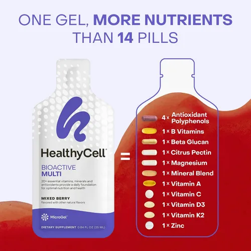 Vista 4 de Healthycell Bioactive Daily Liquid Multivitamínico Líquido Diario para Hombres y Mujeres – Más de 20 Vitaminas, Minerales y Antioxidantes Esenciales