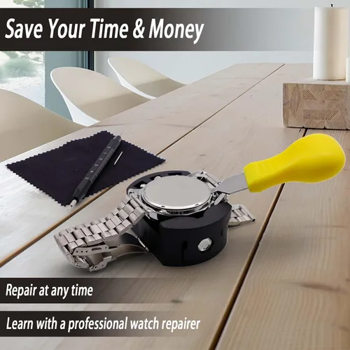 Vista 7 de GLDCAPA - Kit de reparación de relojes, kit de repuesto de batería de reloj profesional, herramientas de reparación de relojes con estuche