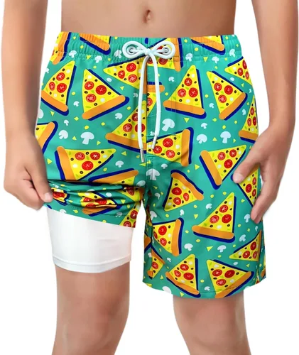 Vista 16 de Trajes de Baño para Niños con Forro de Compresión Cómodos Shorts de Natación Anti-Rozaduras Elásticos UPF Secado Rápido Talla 3T-20 Estrellas Águila