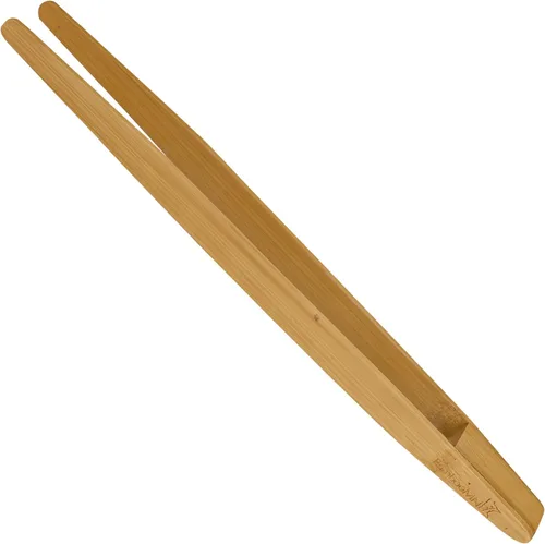 Vista 9 de BambooMN - Pinzas reutilizables de bambú "A" para tostadas de 7.9" - Marrón carbonizado - 10 piezas