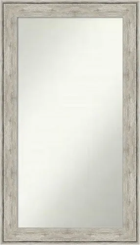 Vista 226 de Amanti Art Espejo de baño plateado para sobre el fregadero, 28 x 37 pulgadas, elegante espejo rectangular de peltre cepillado, marco de madera