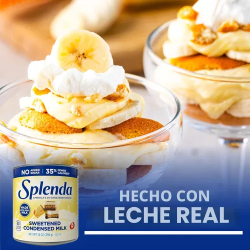Vista 7 de SPLENDA Leche condensada endulzada reducida en calorías, sin azúcar añadida, lata de 14 onzas