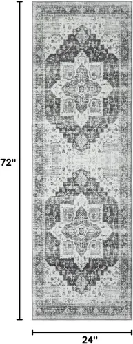 Vista 2 de JOLENE.K Alfombra lavable para pasillo, 2 x 6, alfombra de cocina, oriental, suave, envejecida, vintage, antideslizante, resistente a las manchas