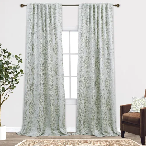Vista 12 de Mrs.Naturall Cortinas Doradas de Lujo para Dormitorio, Cortinas con Patrón de Medallón Damasco para Cocina Baño Sala de Estar 63 Pulgadas de Largo