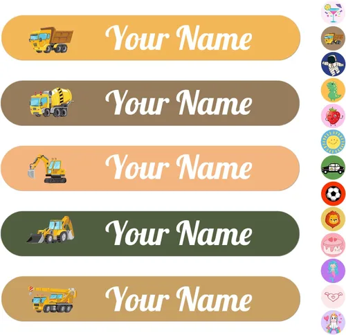 Vista 8 de 100 calcomanías de nombre personalizadas para niños, etiquetas de nombre personalizadas para suministros escolares, guardería, etiquetas