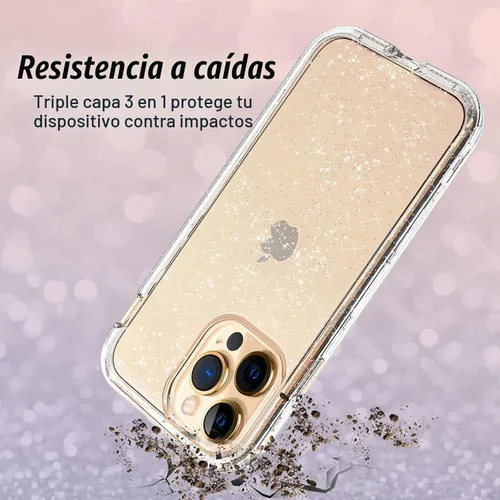 Vista 4 de Funda protectora completa con purpurina cristalina para iPhone 13 Pro Max híbrida 3 en 1, resistente a prueba de golpes, para mujeres y niñas