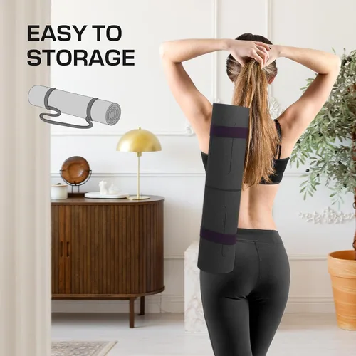Vista 6 de U&M Yoga Mat Non Slip, 0.24" Thick 72"x24" TPE Yoga Mats for Women Men, Anti-Tear Exercise & Fitness Mat with Carrying Strap, Workout Mats for Yoga