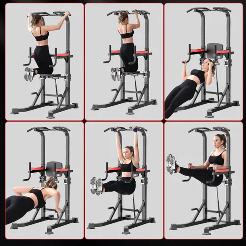 Vista 7 de KINGKANG Assistive Power Tower,Dip Station & Pull Up Bar for Home Gym Negro Gris