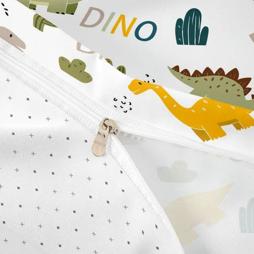 Vista 5 de Lindo juego de ropa de cama con dinosaurios, juego de funda de edredón con dibujos animados de cactus, funda de edredón decorativa, funda de edredón