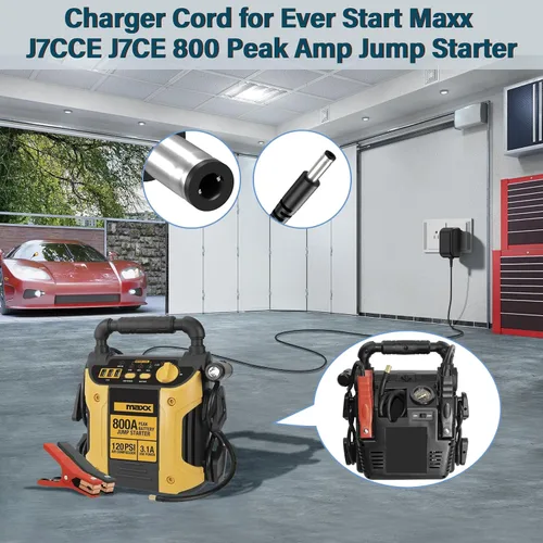 Vista 6 de Cargador de arranque de salto de 12 V para EverStart Maxx J7CCE Car Camo Jump Starter Adaptador de CA para Ever Start Max J7CCE J7CE 800A 800 Amp