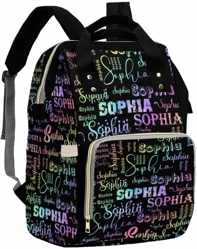 Vista 23 de Artsadd Bolsos para pañales personalizados con nombre, mochila monograma, regalos para baby shower, pattern 01, Tamaño único, Mochilas Daypack