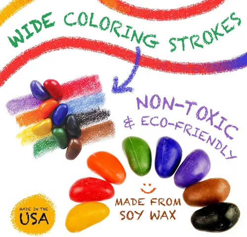 Vista 4 de Crayon Rocks, Crayons in a Rock Shape, 8 Colors, Tripod Grip Made For Handwriting Development in Kids and Toddlers, Fun & Educational, Creative
