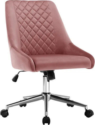 Vista 11 de Duhome - Silla de oficina en casa de terciopelo con ruedas, silla giratoria con respaldo, silla tapizada ajustable para computadora sin brazos