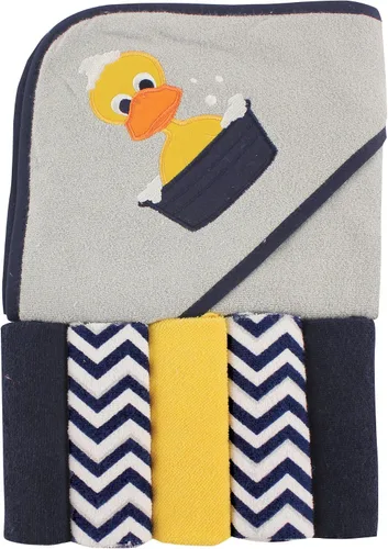 Vista 13 de Luvable Friends Toalla unisex con capucha para bebé con cinco paños, zorro para niños, talla única