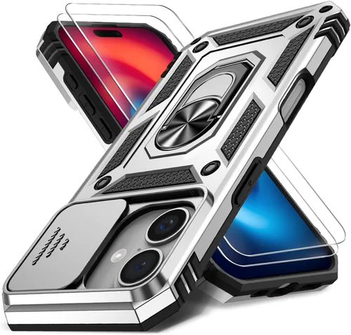 Vista 73 de Funda HakkTaoo para iPhone 13/iPhone 14 de 6.1 Pulgadas con Funda Deslizante para Cámara + Protector de Pantalla (2 Paquetes), Funda Protectora a