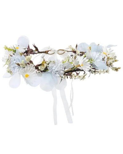 Vista 14 de Corona de flores sintéticas para mujer, diadema floral para novia Azul-1