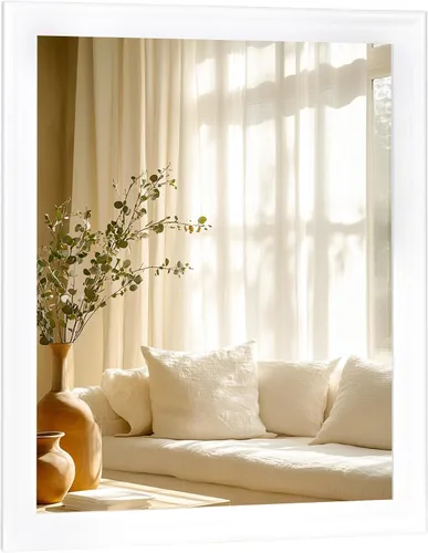 Vista 34 de CULER Espejo de pared de madera blanca para baño, espejos colgantes rectangulares de 20 x 16 pulgadas con marco de madera para sala de estar Blanco