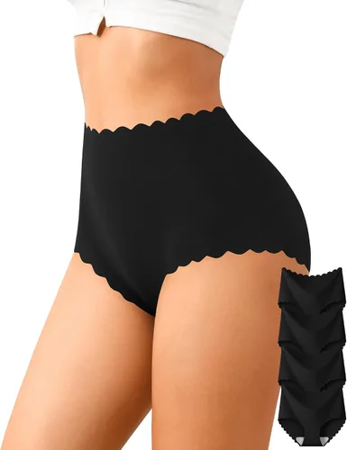 Vista 9 de ASIMOON - Ropa interior de cintura alta sin costuras para mujer, suave y elástica, sin marcas, bragas de cobertura completa, paquete múltiple