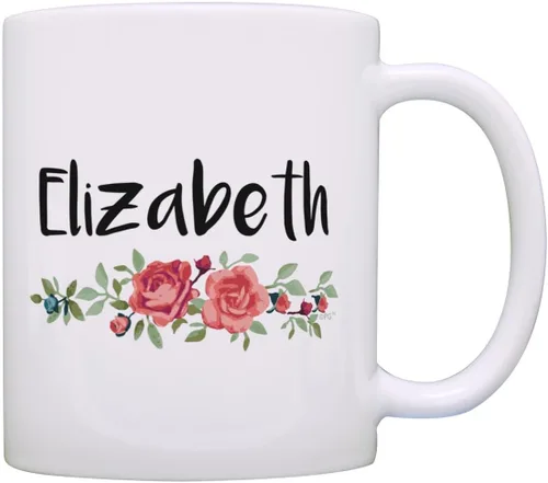 Vista 2 de Taza personalizada con nombre floral con nombre personalizado taza de café personalizada de 11 oz taza de café de cerámica con asa