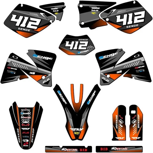 Vista 5 de Kit de base gráfica EXC Surge Black Senge 2001-2002 compatible con KTM