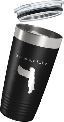 Vista 3 de Seymour Lake Map Tumbler Travel Mug Insulated Laser Engraved Coffee Cup Vermont 20 oz Black