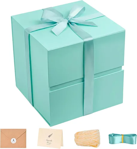 Vista 73 de LIFELUM Square Gift Box with Magnetic Lid, Card, Sticker, Ribbon, Shredded Paper Filler for Business, Wedding, Birthdays