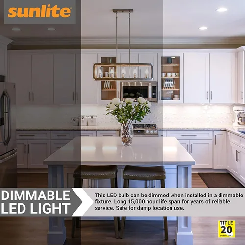 Vista 5 de Sunlite Bombilla LED de filamento B11 con punta torpedo, 5 vatios (equivalente a 60 W), 600 lúmenes, 90CRI, base de candelabro E12, regulable Blanco