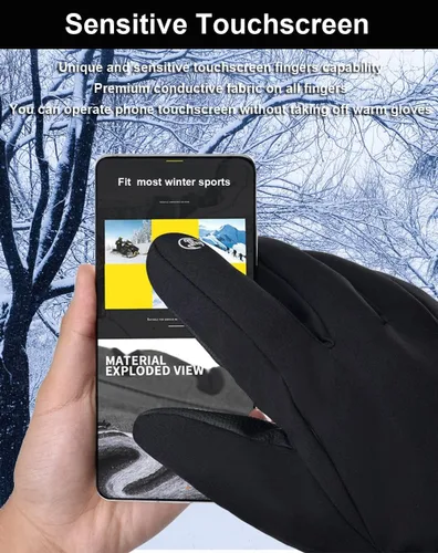 Vista 2 de SUJAYU Guantes de invierno para hombres y mujeres, guantes de pantalla táctil, guantes de motos de nieve, guantes de esquí, guantes de snowboard