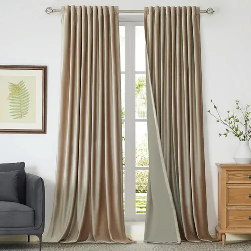 Vista 13 de Cortinas opacas de terciopelo de felpa negras de 63 pulgadas de largo para dormitorio, juego de 2 paneles de forro con bolsillo para barra, pestaña