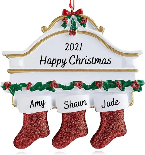 Vista 10 de JewelOra Adornos de Navidad, personalizados de 2 a 6 miembros de la familia, adorno personalizado para árbol de Navidad, decoraciones de vacaciones