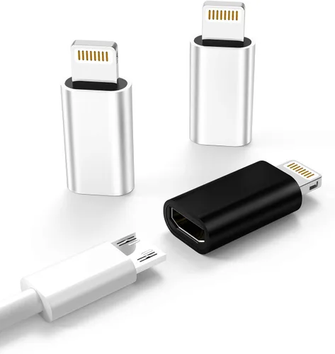 Vista 9 de Micro USB macho a Lightning hembra, paquete de 3 adaptadores de carga compatibles con Galaxy S6 Edge S7 Active Nexus Note 5 LG Android Power Cable