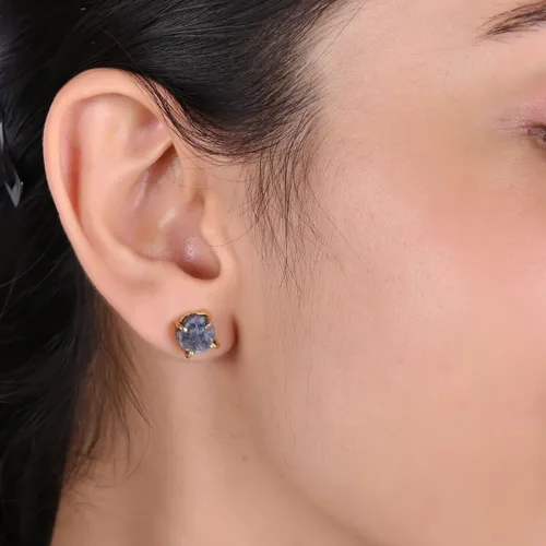 Vista 42 de Gempires Natural Raw Prong Setting Stud Earrings, 8-10 mm Crystals Earring, Handmade Jewelry, Gift for Her