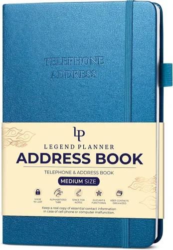 Vista 9 de Libreta de direcciones Legend Planner con pestañas alfabéticas – Libro de contactos telefónicos para números de teléfono, direcciones, contraseñas