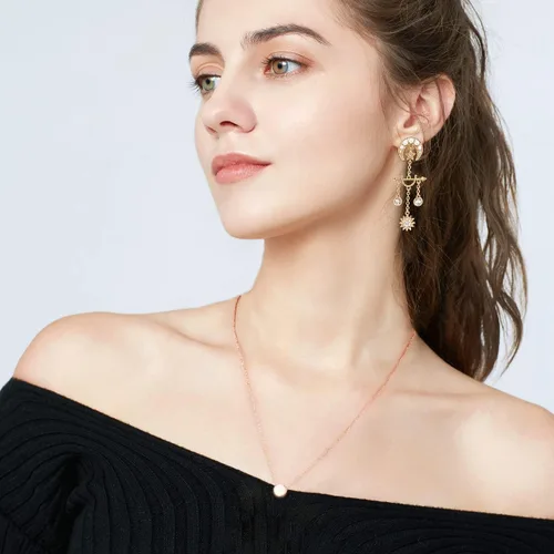 Vista 4 de Delicados collares de oro para mujer, a la moda, oro macizo de 14 quilates sobre plata de ley 925, collar con dije de corazón de mosca y culo