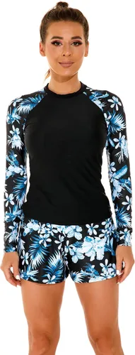 Vista 9 de Conjunto de tankini azteca de manga larga para mujer Negro Gl235
