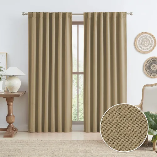 Vista 80 de KEQIAOSUOCAI - Cortinas opacas naturales de 108 pulgadas de largo, cortinas modernas con pestaña trasera, paneles plisados para sistema de cortina