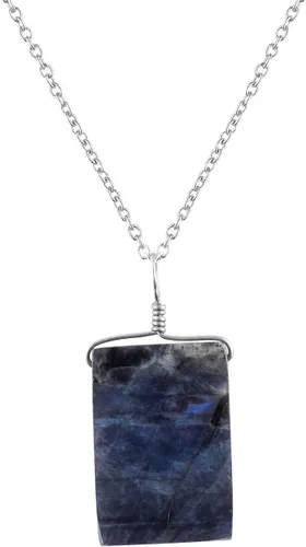 Vista 17 de Collar con colgante de piedras preciosas, piedra de energía áspera, cristales curativos de chakras, plata esterlina 925, chapado en rodio, piedra