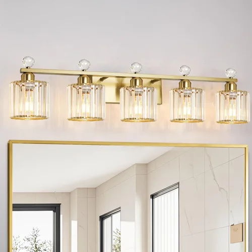 Vista 32 de Lxybcce Moderna lámpara de tocador de baño de cristal, 14 pulgadas, 2 luces, accesorios de luz negra sobre el espejo, fácil instalación e