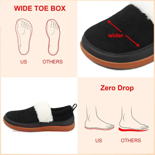 Vista 2 de Scurtain Pantuflas tipo mocasín para mujer, cómodas y cómodas botas de invierno con suela de goma cómoda